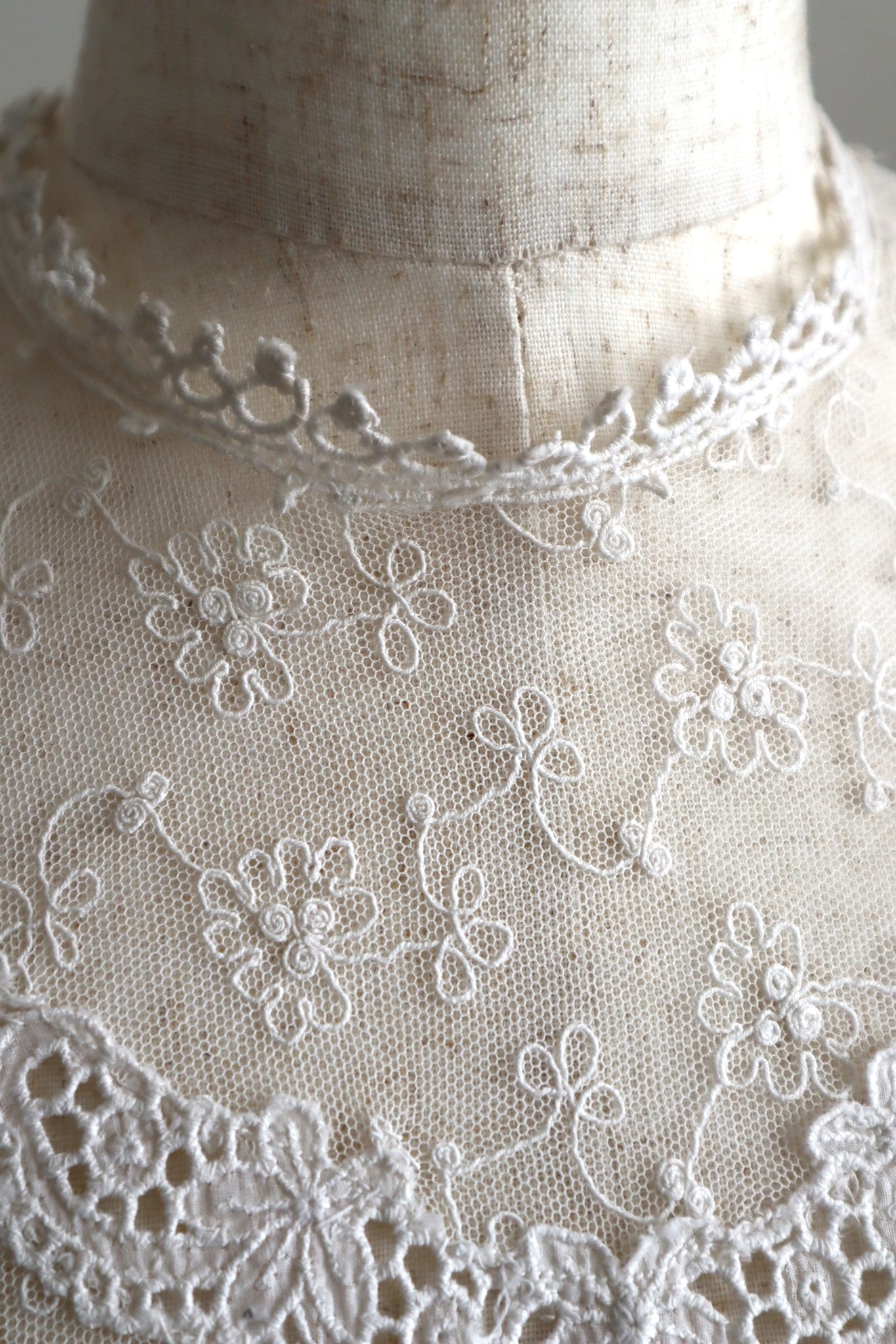 1910s–1920s Embroidered Tulle Lace Collar