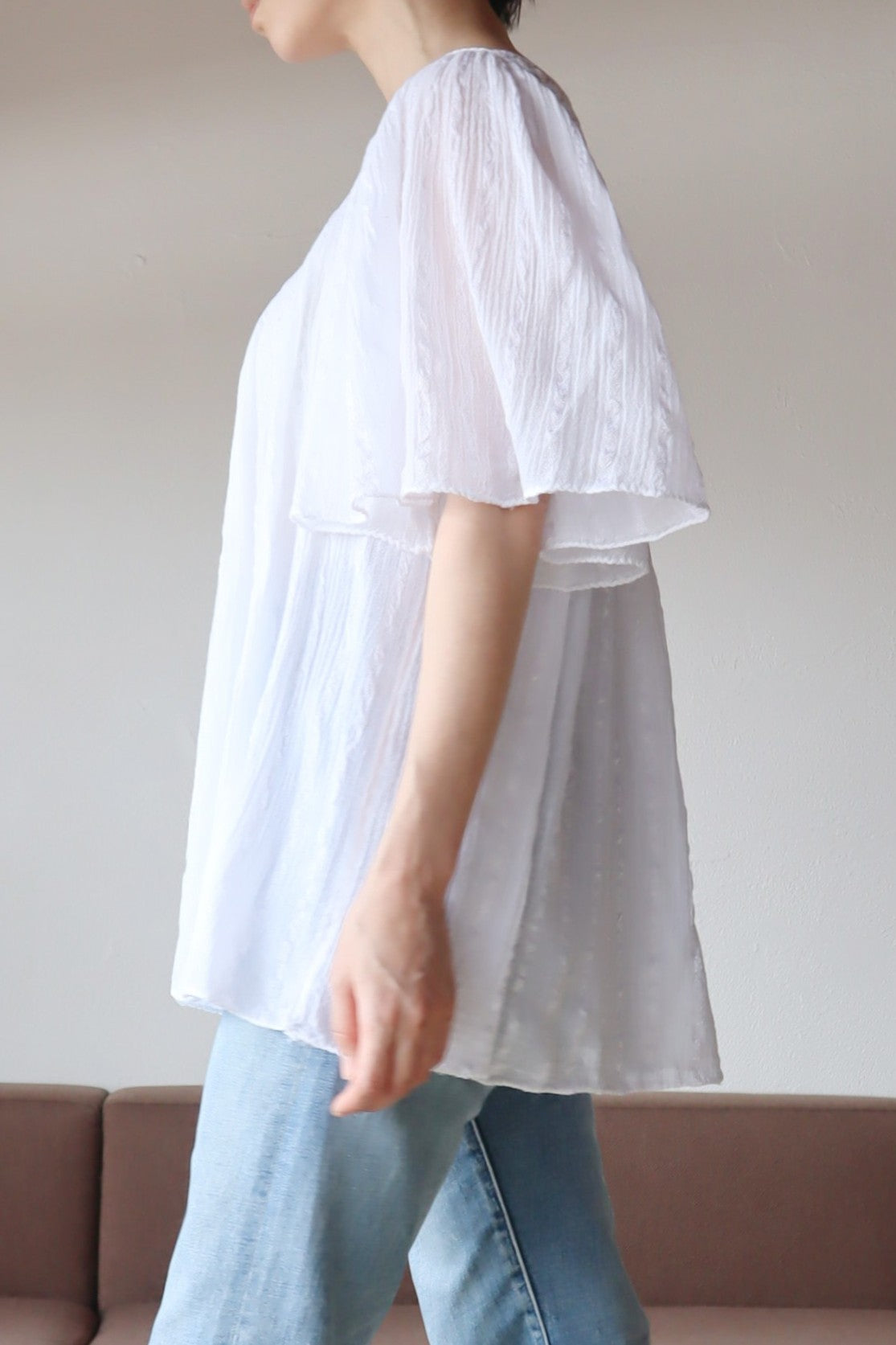 70s White Cotton Gauze Blouse