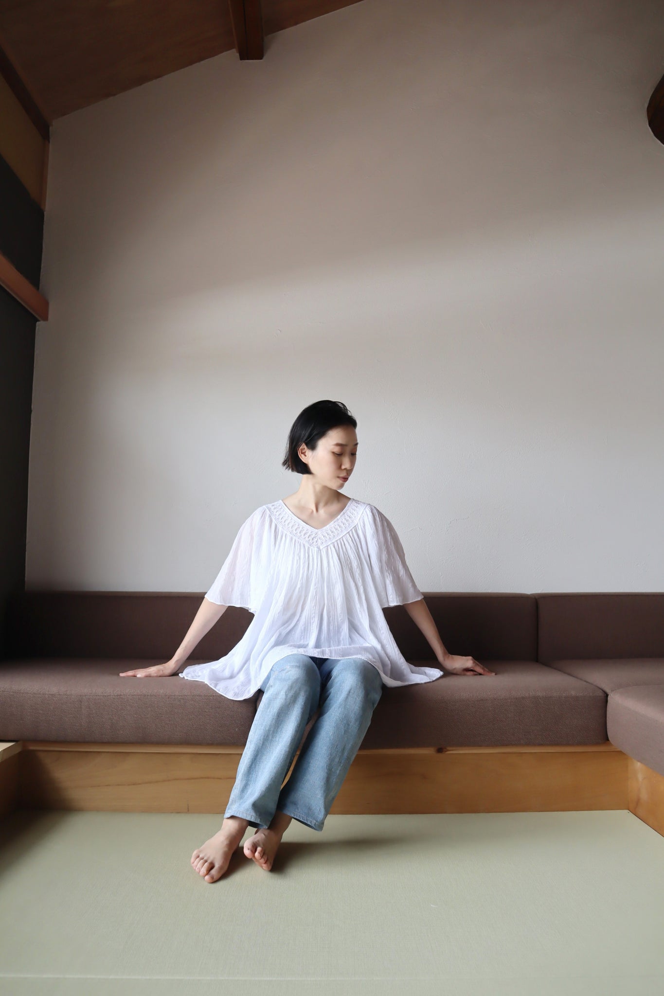 70s White Cotton Gauze Blouse