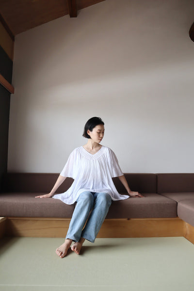 70s White Cotton Gauze Blouse