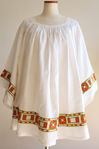1950s White Linen Church Smock