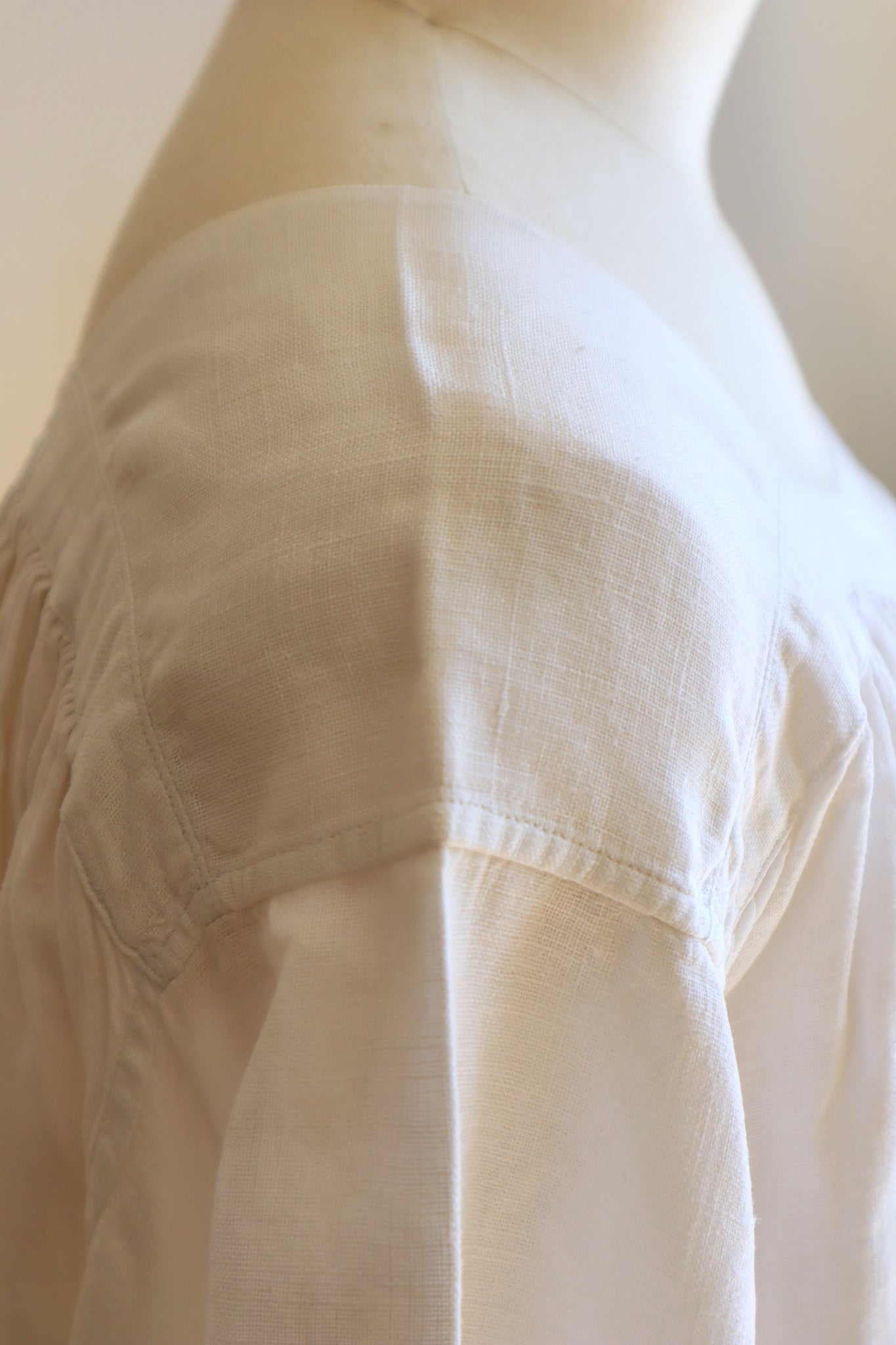 1950s White Linen Church Smock