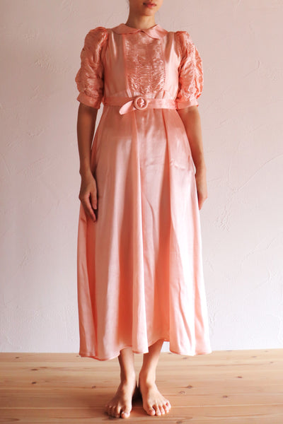1940s Puff Sleeve Satin Dress