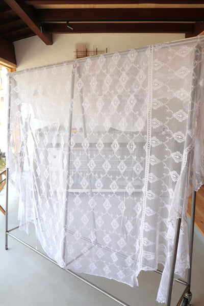 1910s French Tulle Lace Bed Cover