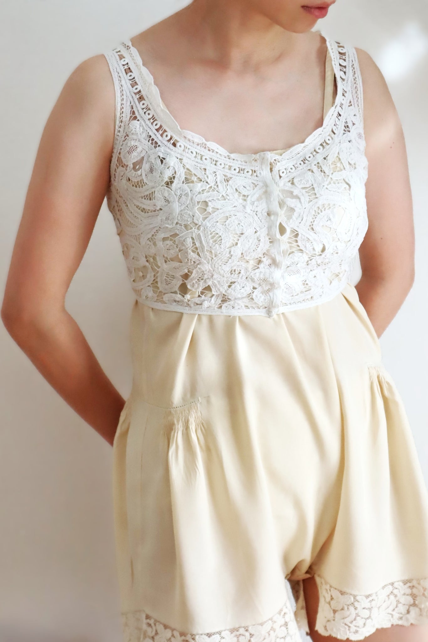 1900s French Batten Lace Corset Cover