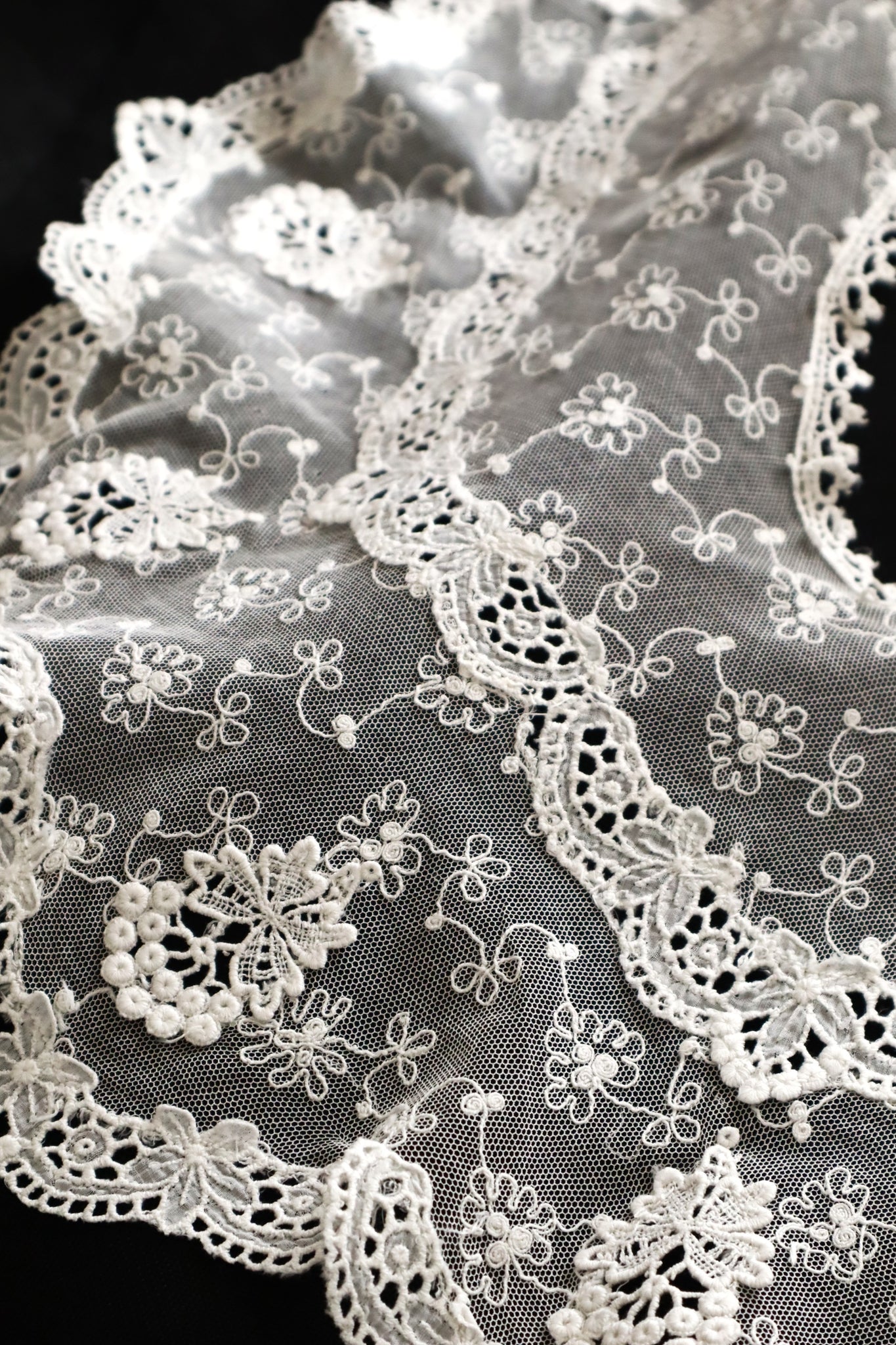 1910s–1920s Embroidered Tulle Lace Collar