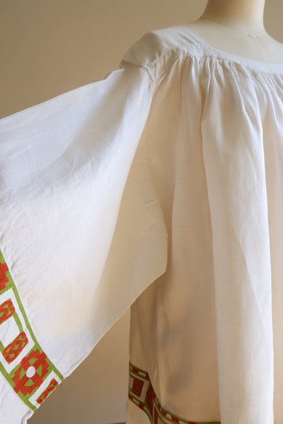 1950s White Linen Church Smock