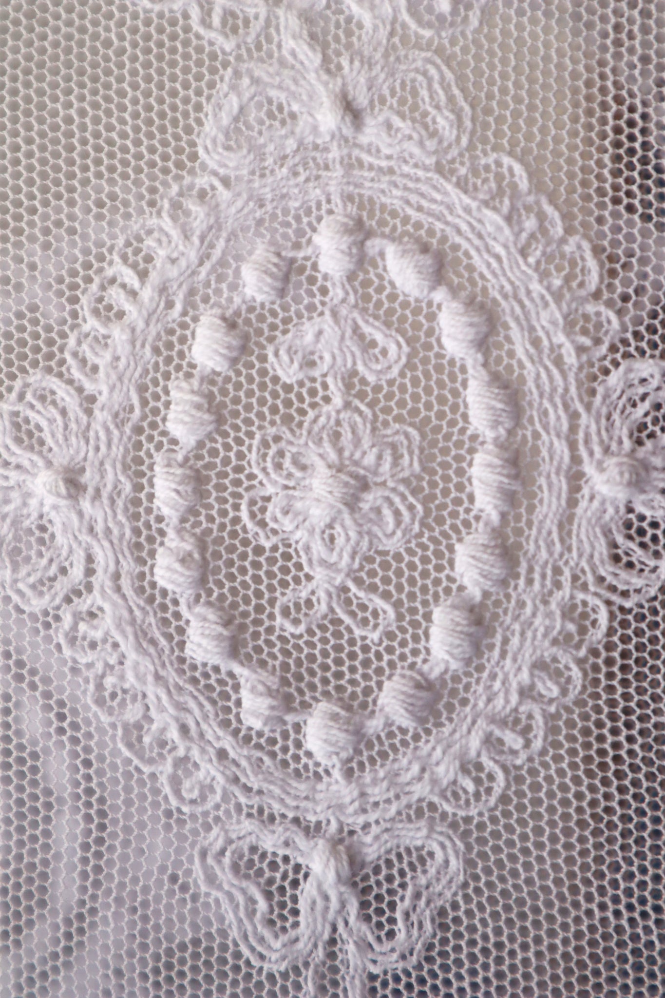 1910s French Tulle Lace Bed Cover