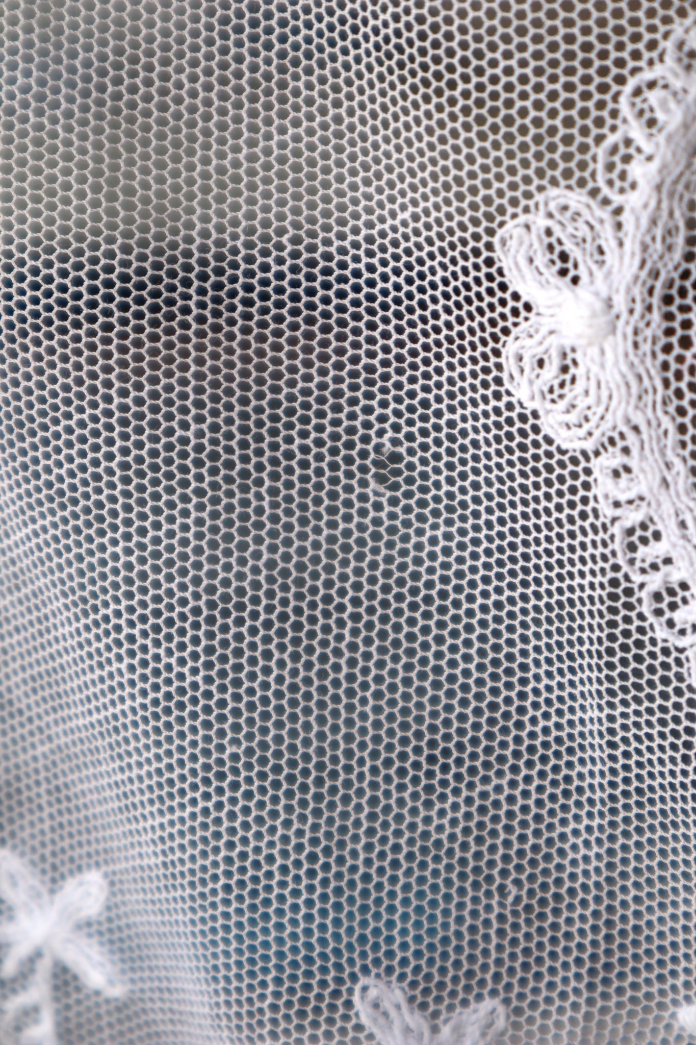 1910s French Tulle Lace Bed Cover