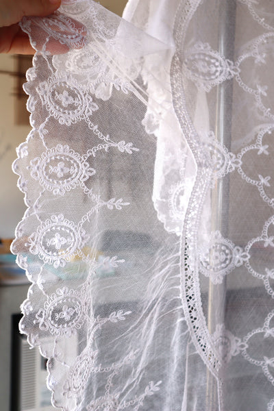 1910s French Tulle Lace Bed Cover