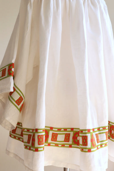 1950s White Linen Church Smock
