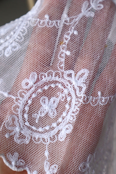 1910s French Tulle Lace Bed Cover