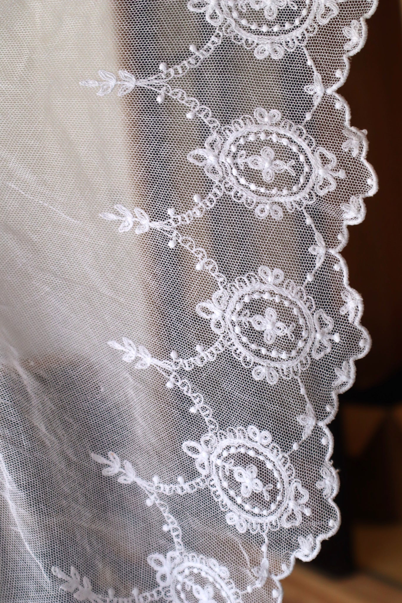 1910s French Tulle Lace Bed Cover