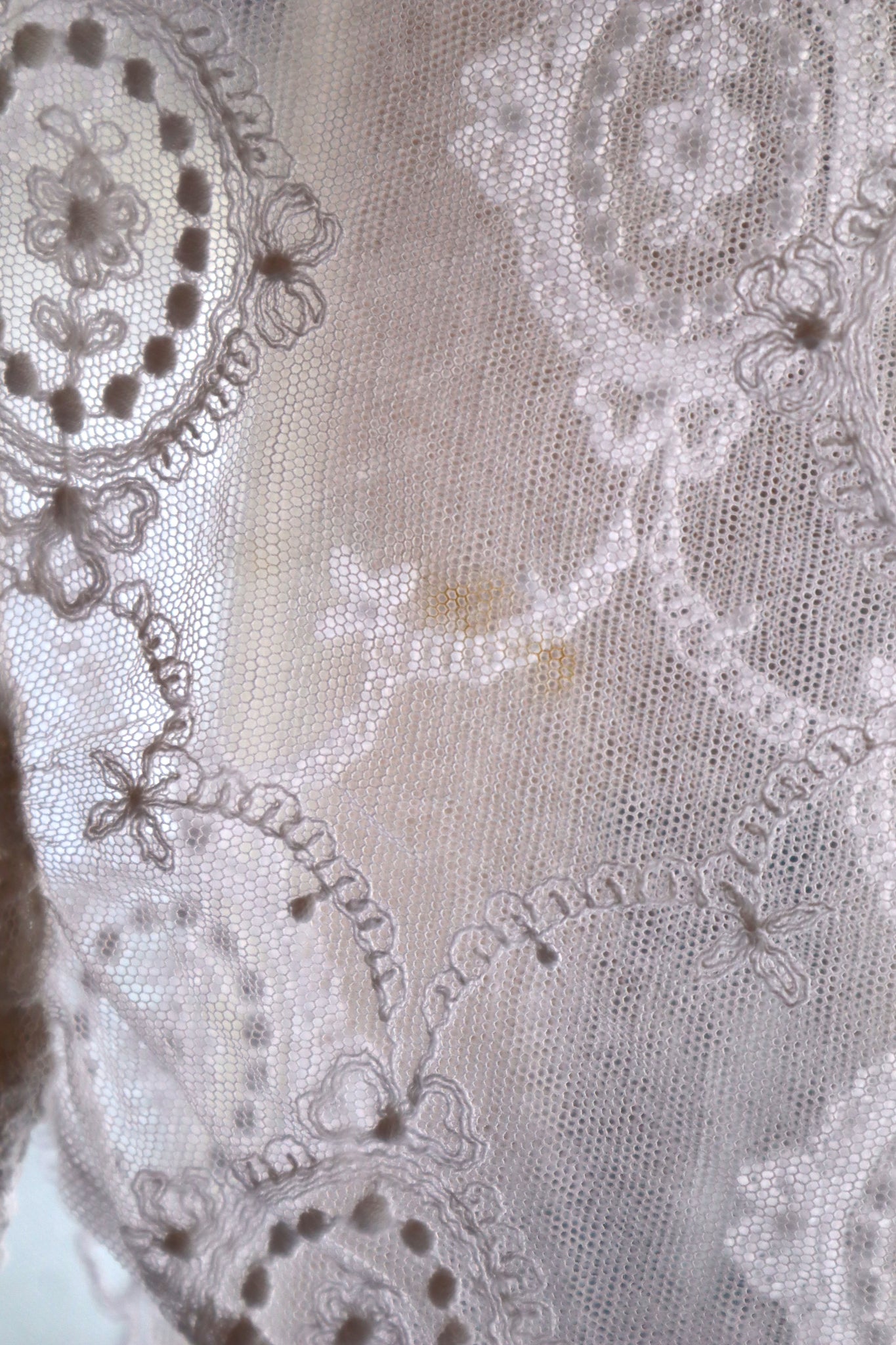 1910s French Tulle Lace Bed Cover