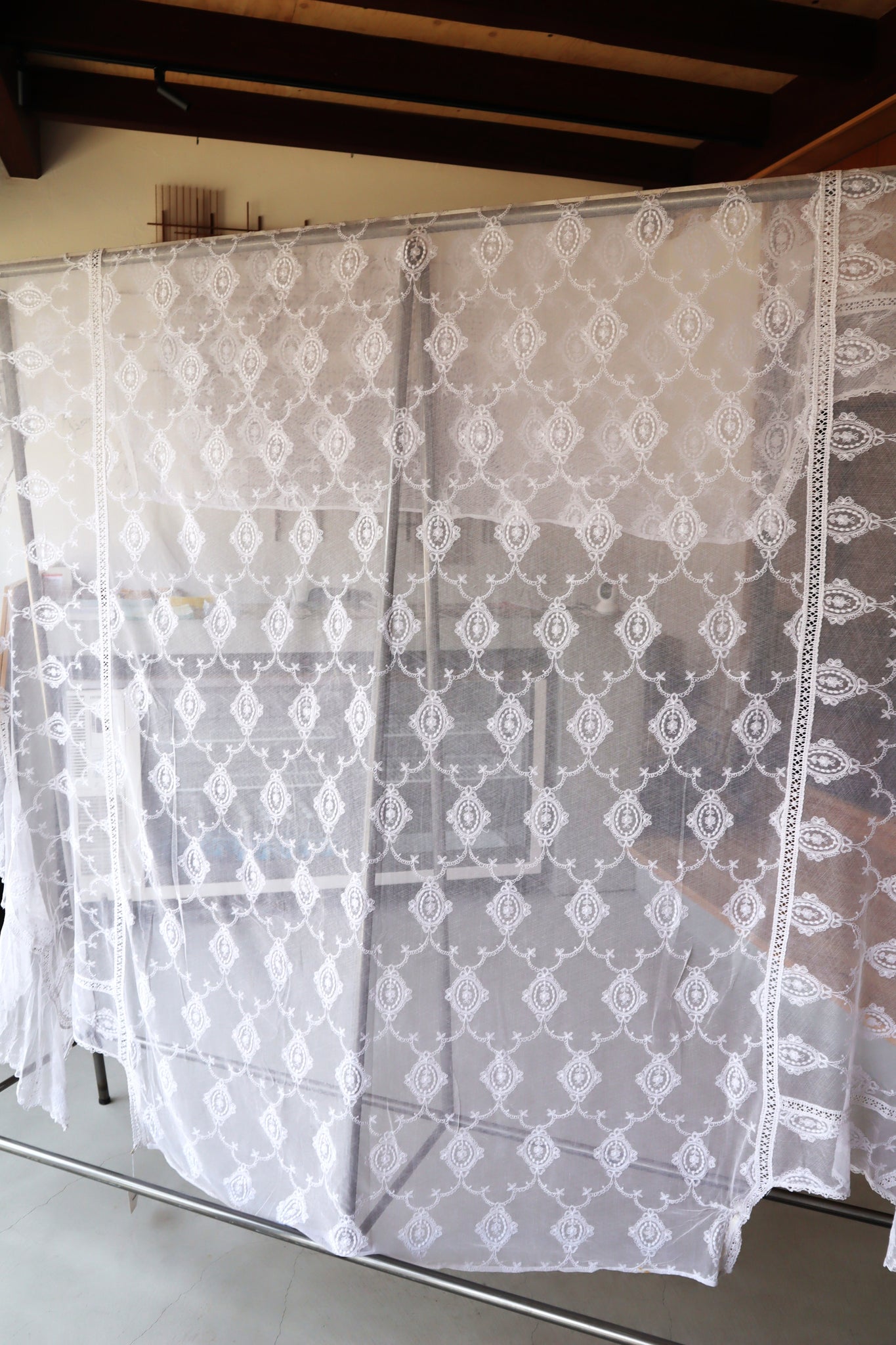 1910s French Tulle Lace Bed Cover