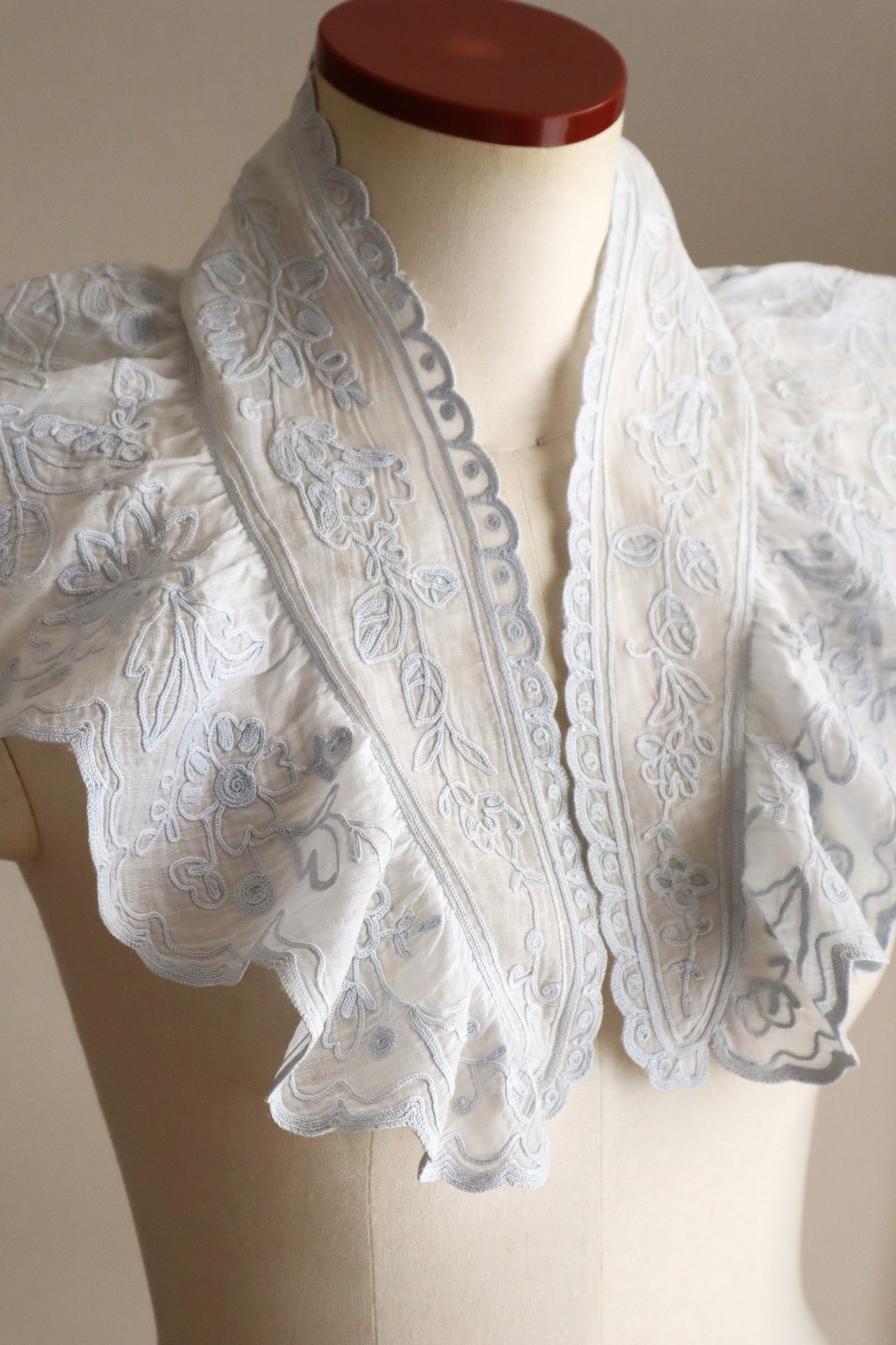 1900s French Cornely Tambour Embroidered Collar