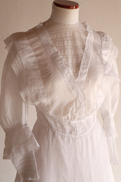 1900s Edwardian Pigeon Breast Cotton Day Dress