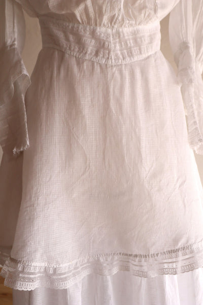 1900s Edwardian Pigeon Breast Cotton Day Dress