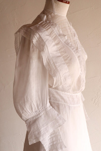 1900s Edwardian Pigeon Breast Cotton Day Dress