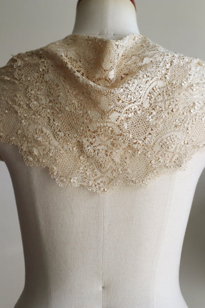 1900s Silk Maltese Lace Shawl