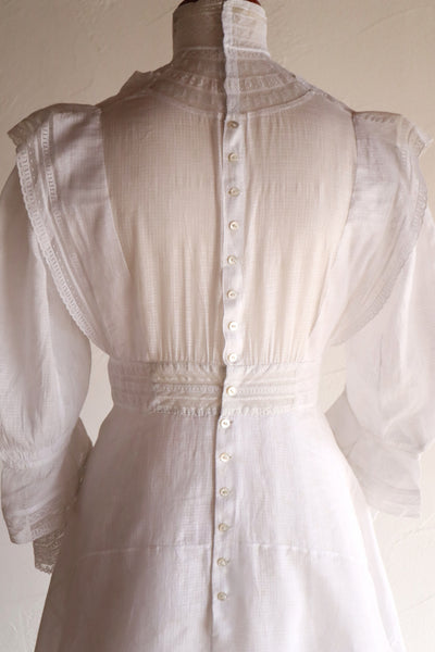 1900s Edwardian Pigeon Breast Cotton Day Dress