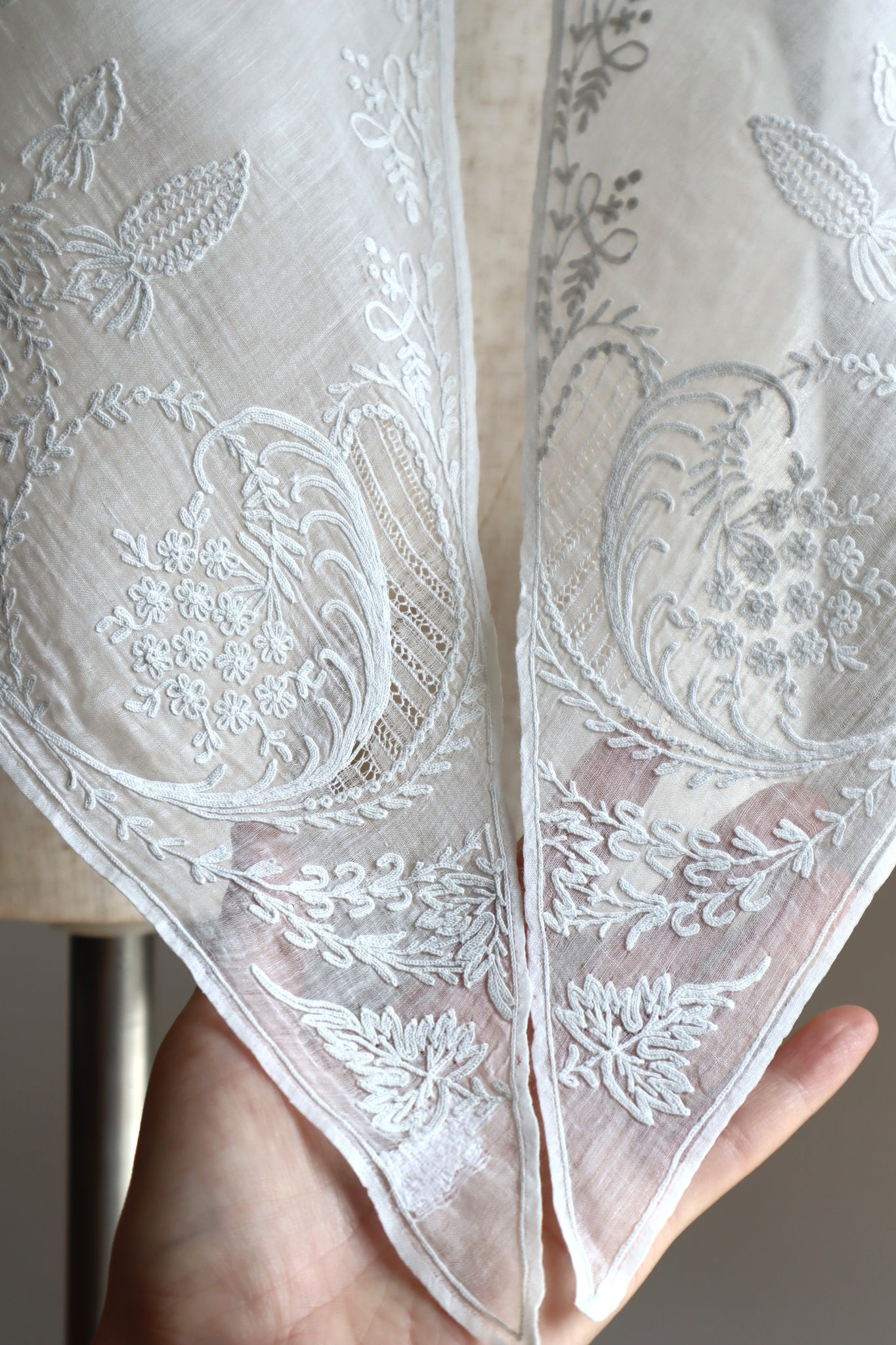 19th Tambour Embroidery Muslin Fitchu