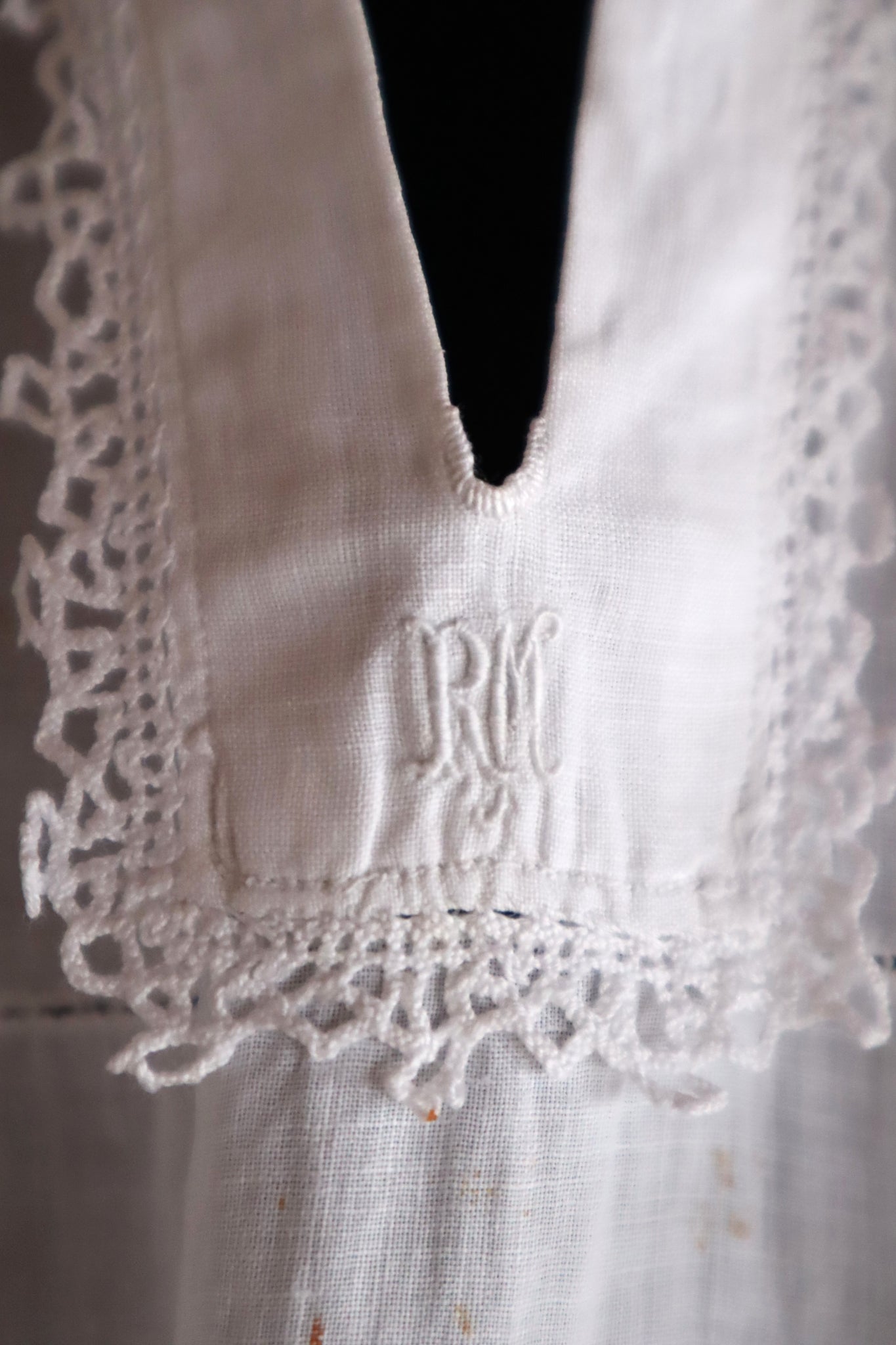 1900s French Handworked Filet Lace Church Cotta