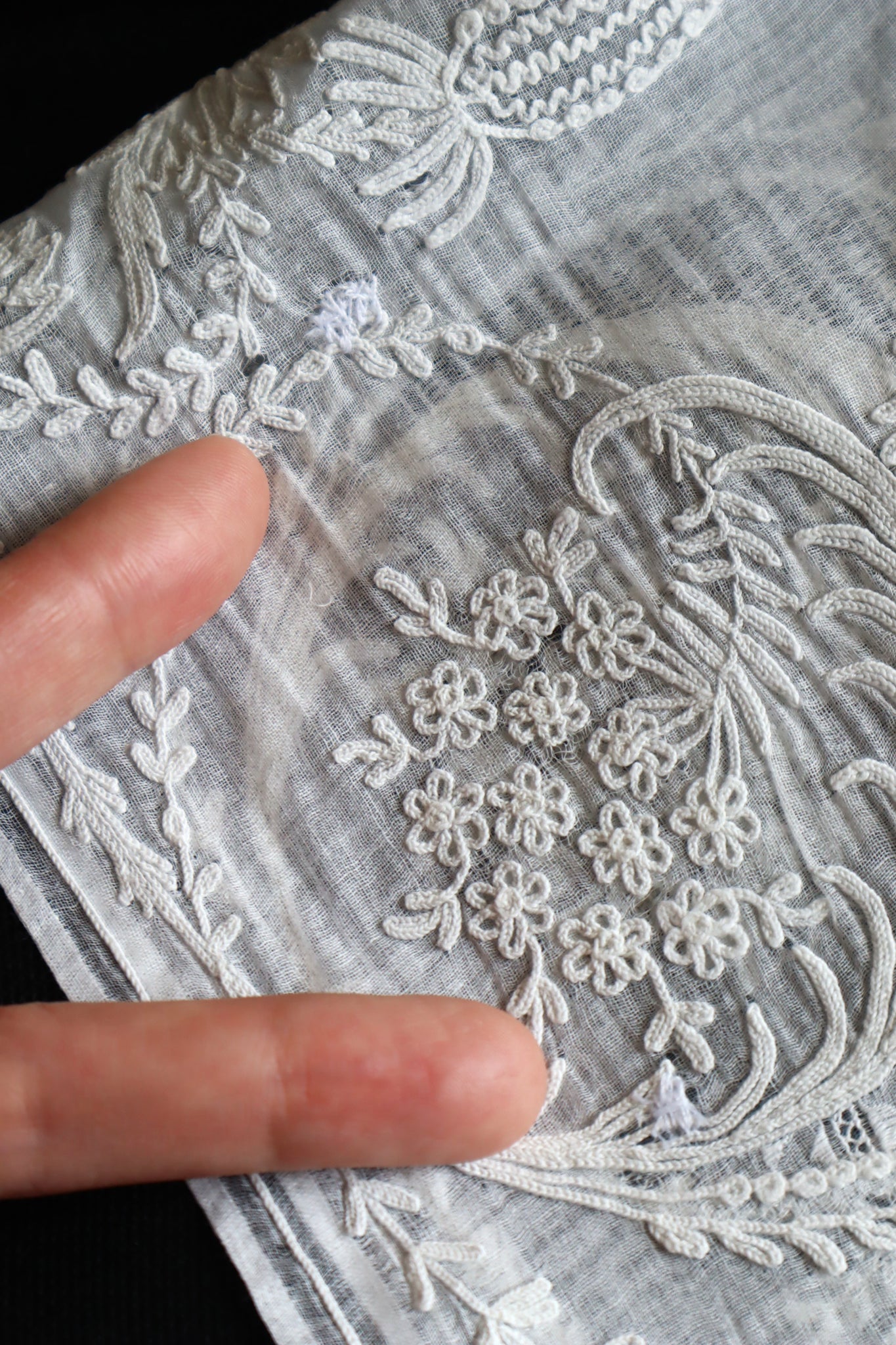 19th Tambour Embroidery Muslin Fitchu