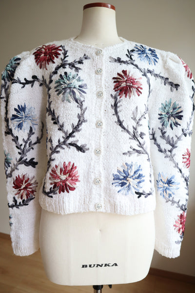 80s Wolkenstricker White Cotton Cardigan