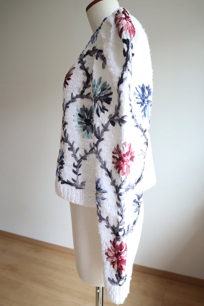 80s Wolkenstricker White Cotton Cardigan