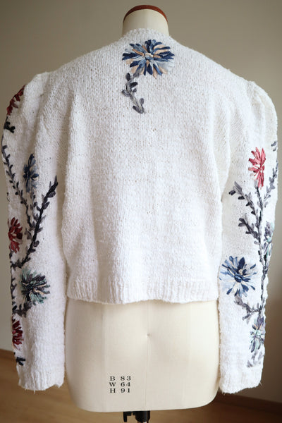 80s Wolkenstricker White Cotton Cardigan