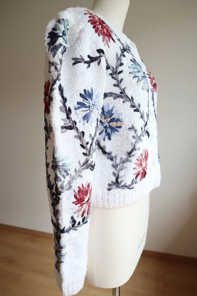 80s Wolkenstricker White Cotton Cardigan – makky