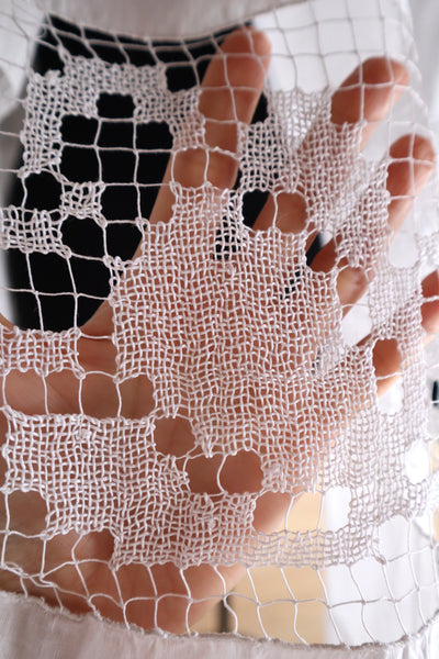 1900s French Handworked Filet Lace Church Cotta