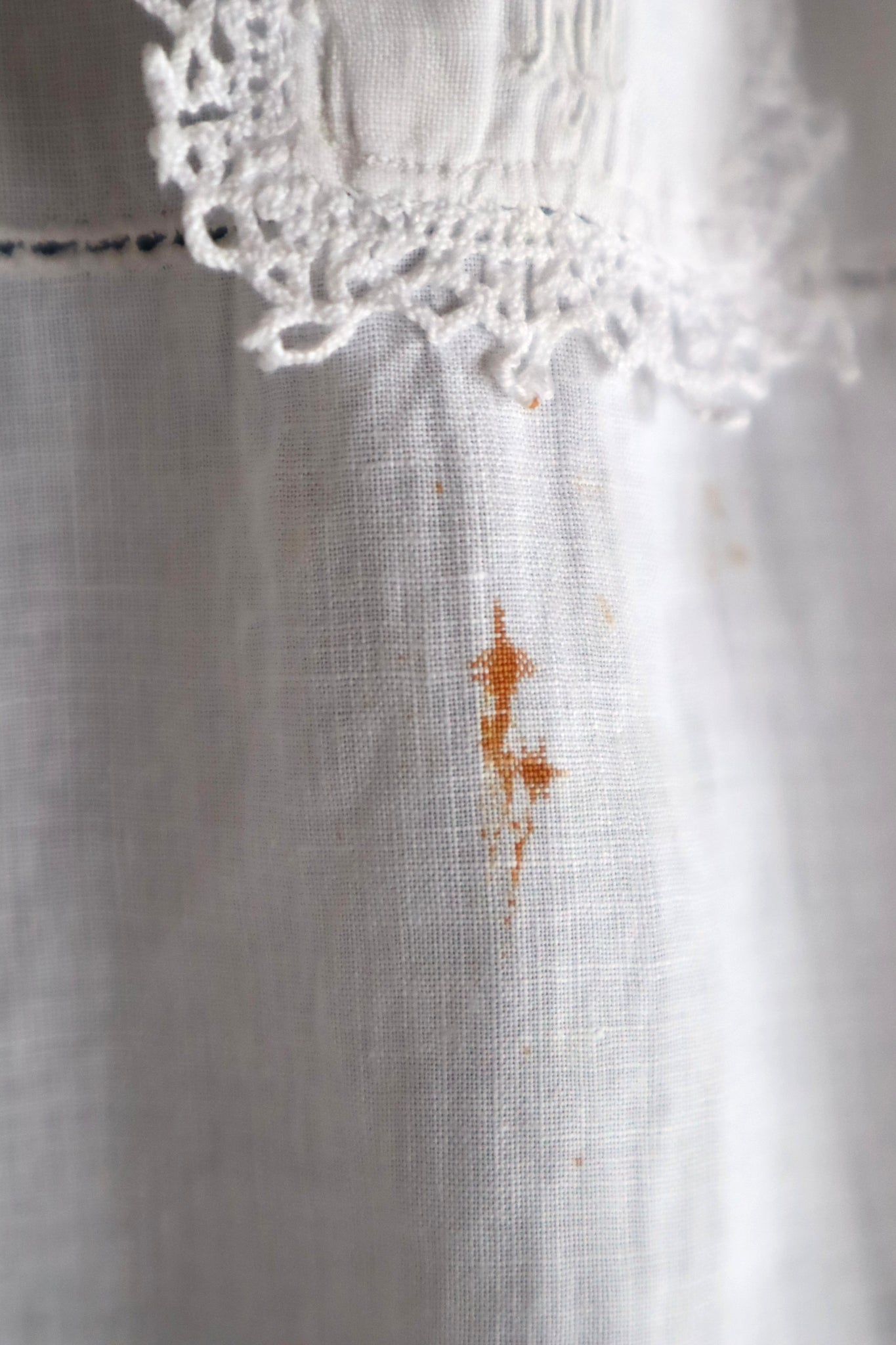 1900s French Handworked Filet Lace Church Cotta