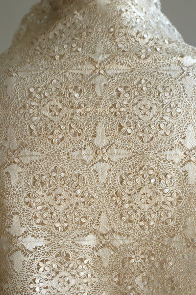 1900s Silk Maltese Lace Shawl