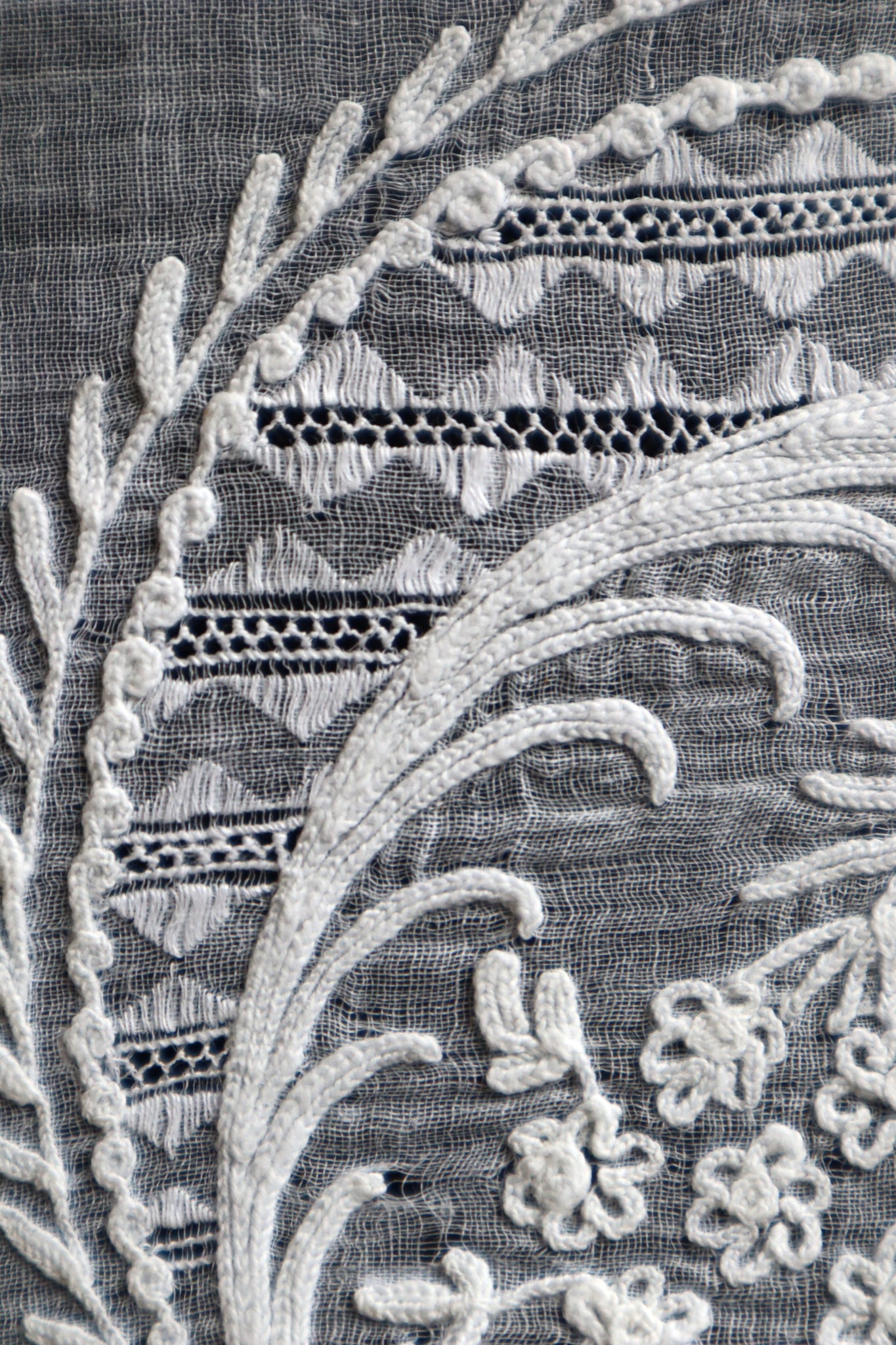 19th Tambour Embroidery Muslin Fitchu
