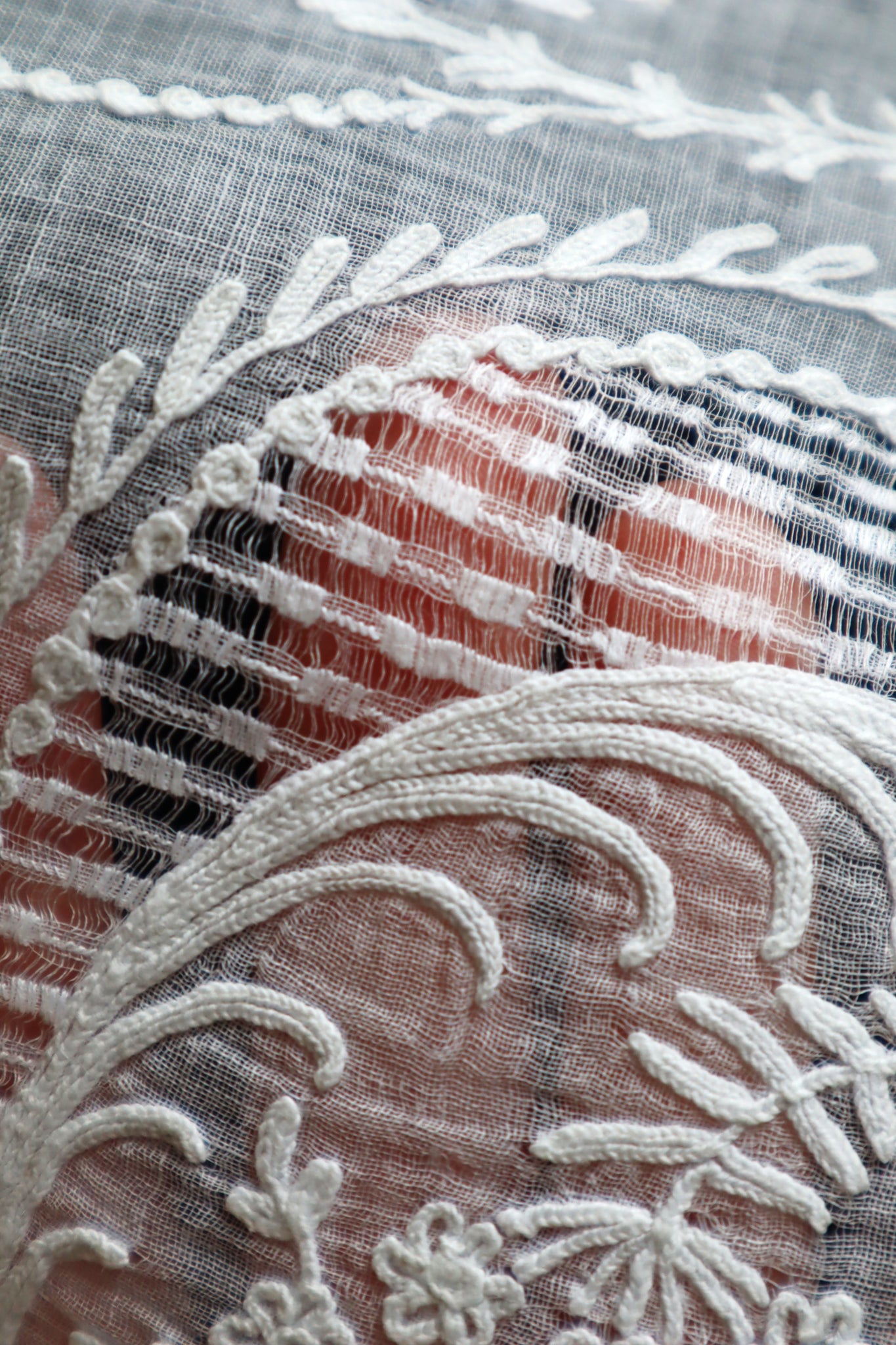 19th Tambour Embroidery Muslin Fitchu