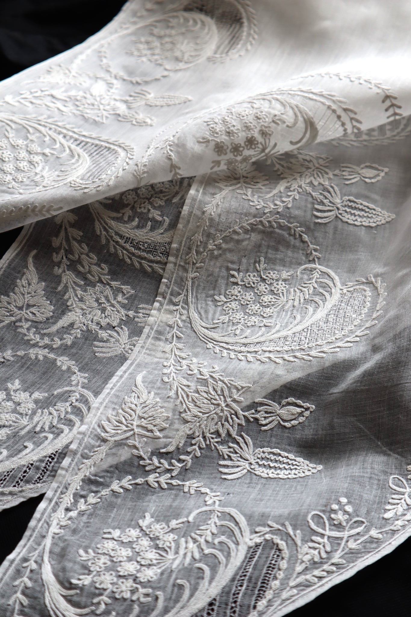 19th Tambour Embroidery Muslin Fitchu