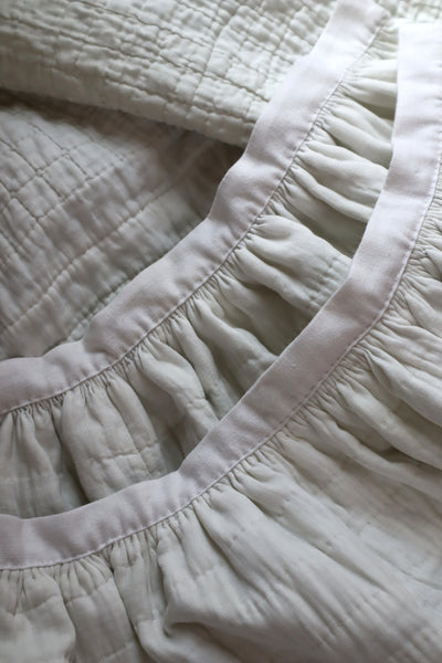 19th Hand Quilted White Cotton Skirt