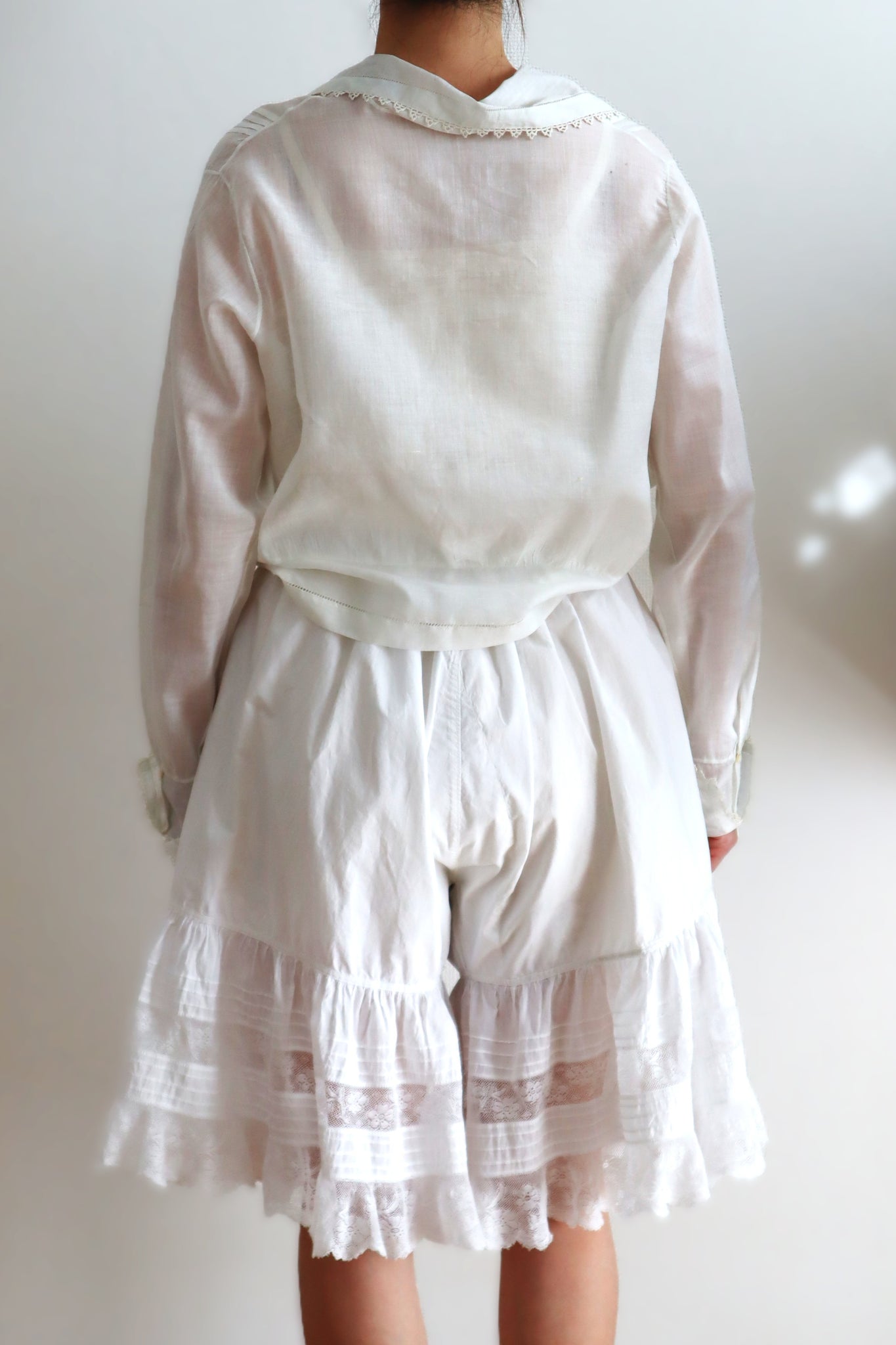 1890s White Cotton Valenciennes Lace Drawers