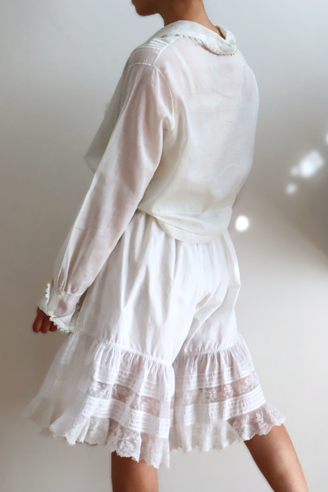 1890s White Cotton Valenciennes Lace Drawers