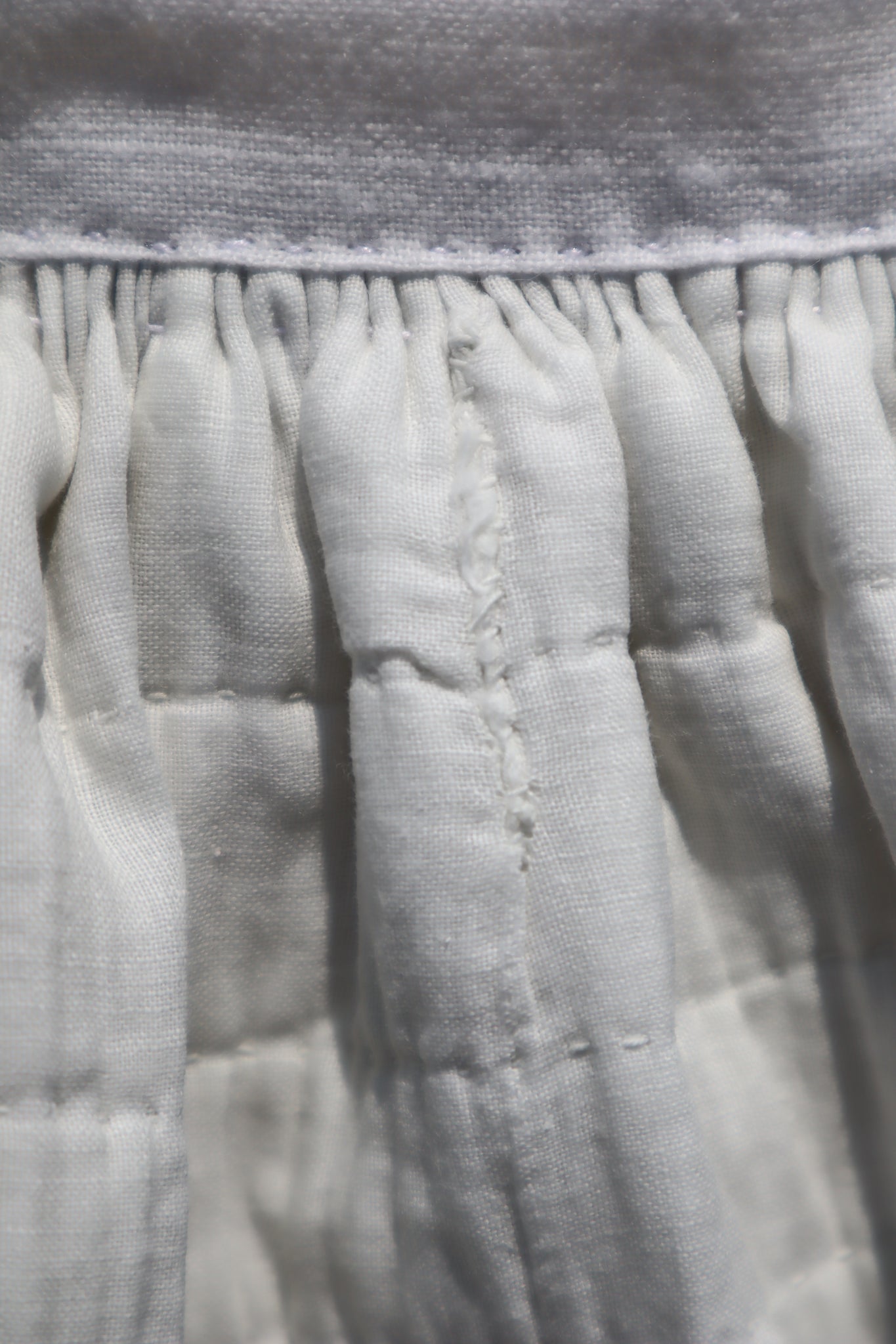 19th Hand Quilted White Cotton Skirt