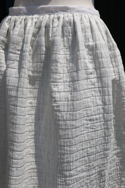 19th Hand Quilted White Cotton Skirt