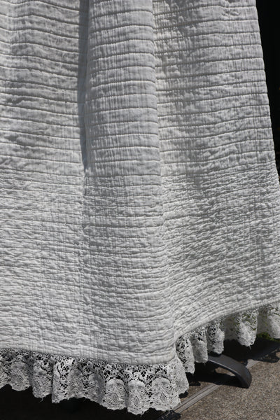 19th Hand Quilted White Cotton Skirt