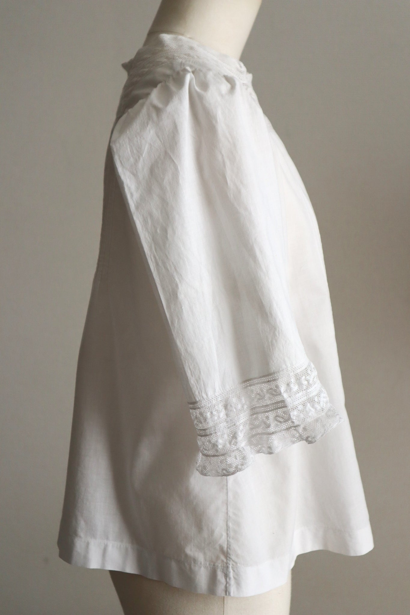 1930s French Cotton Blouse with Valenciennes Lace