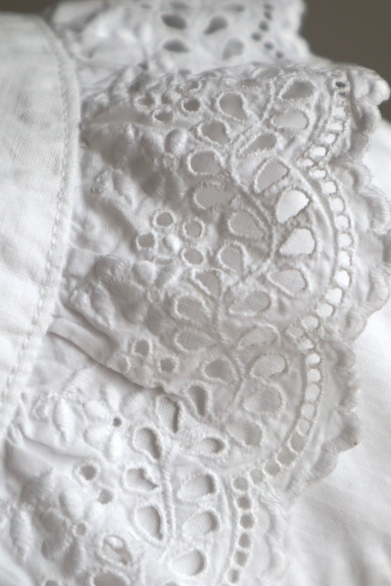 1900s Broderie Anglaise Big Collar Dress Size M~L