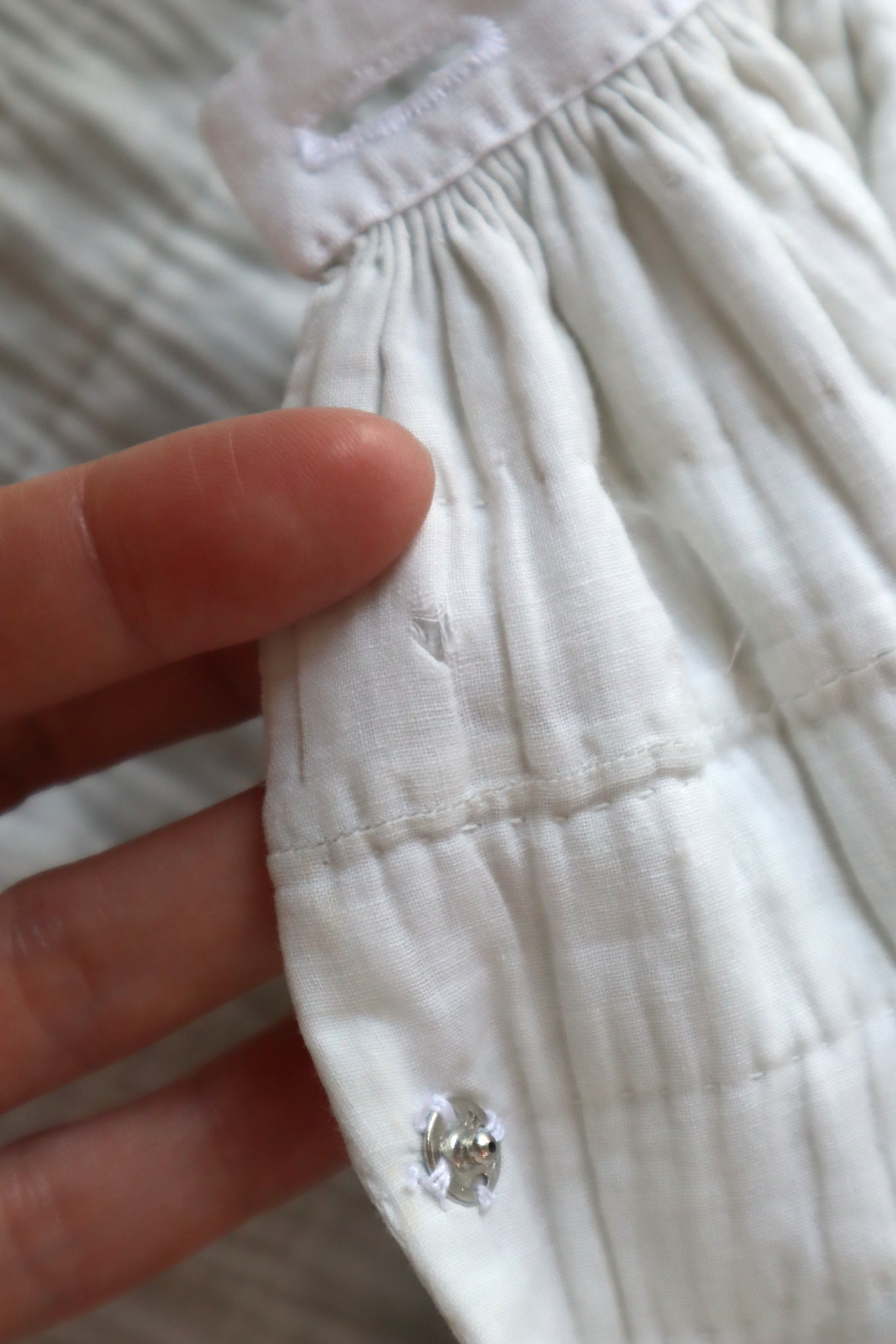 19th Hand Quilted White Cotton Skirt