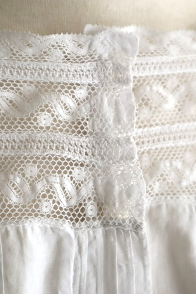1930s French Cotton Blouse with Valenciennes Lace