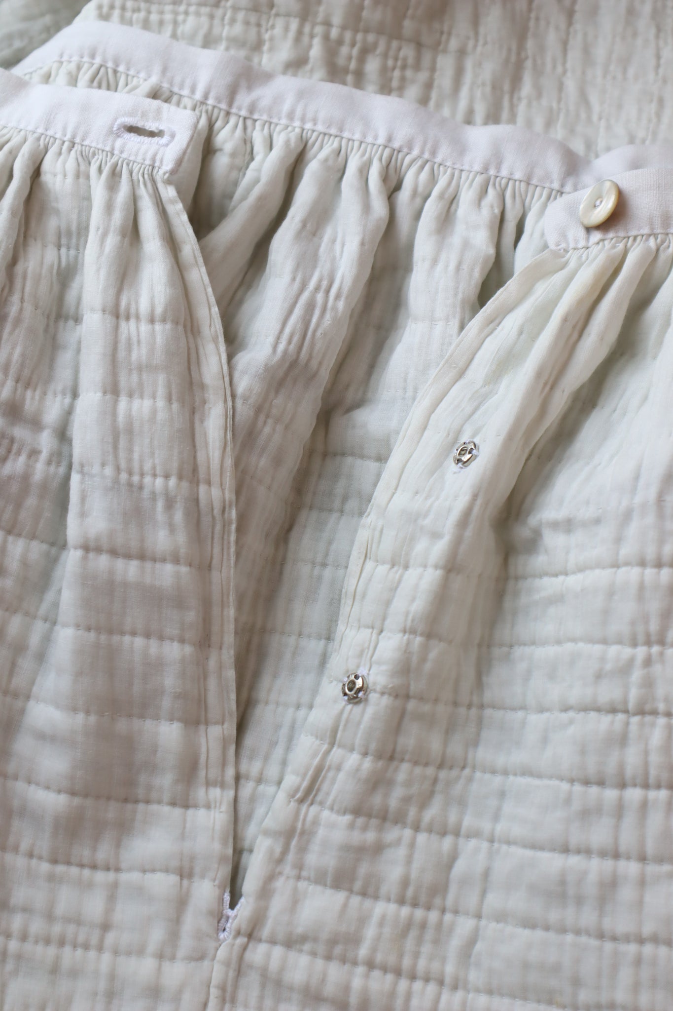 19th Hand Quilted White Cotton Skirt