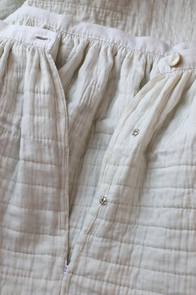 19th Hand Quilted White Cotton Skirt